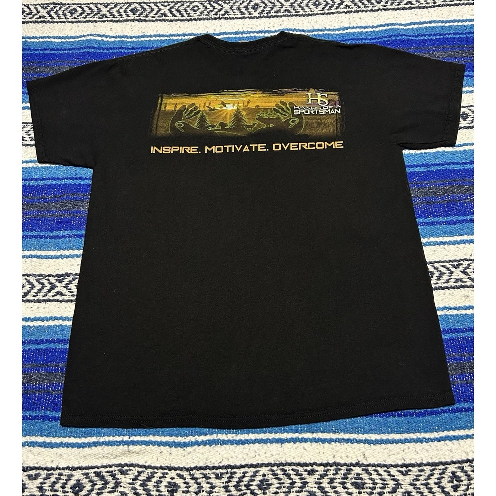 Hands of a Sportsman Inspire Motivate Overcome Men's Large Black T-Shirt
